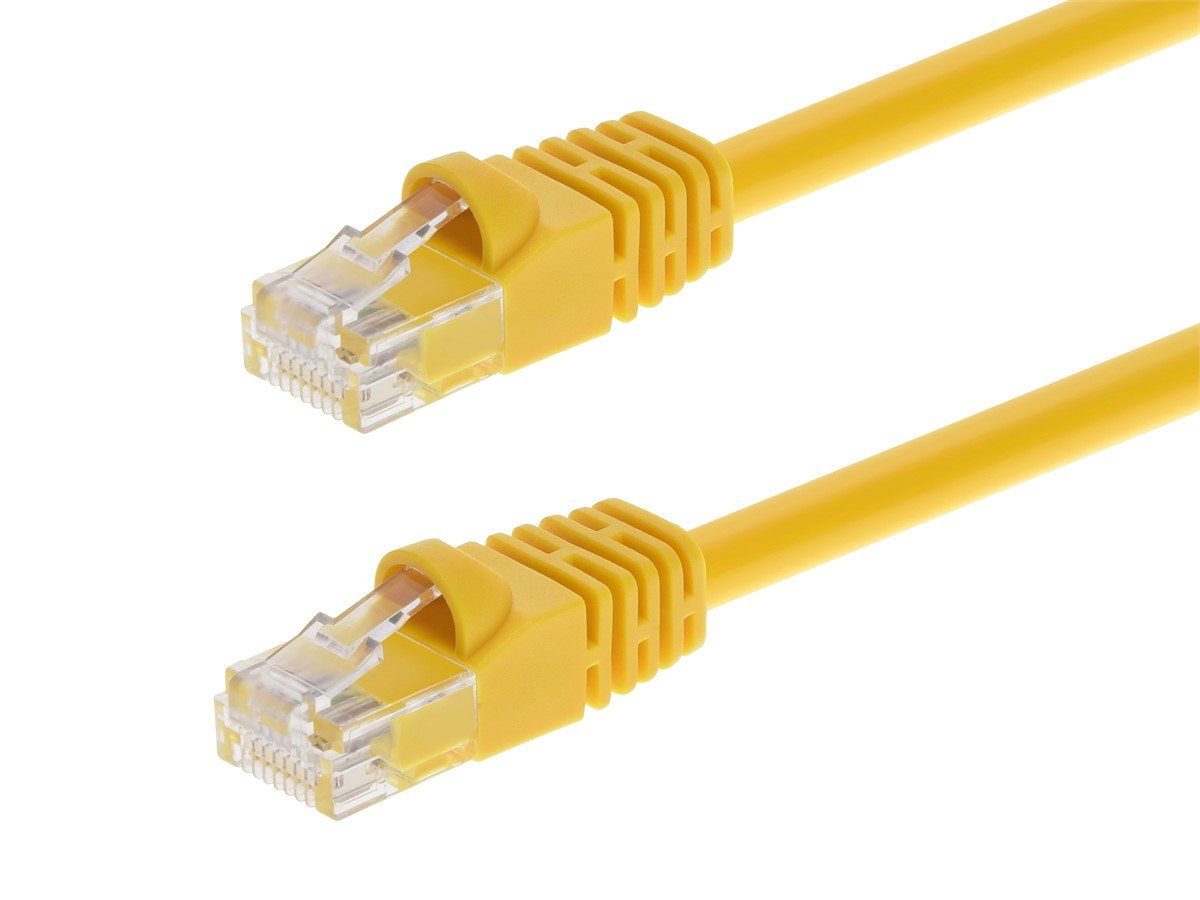 Monoprice Cat5e 7ft Yellow Patch Cable, UTP, 24AWG, 350MHz, Pure Bare Copper, Snagless RJ45, Fullboot Series Ethernet Cable
