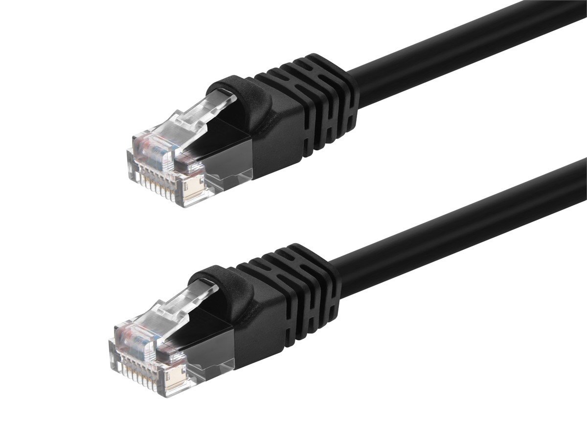 Photos - Ethernet Cable Monoprice Cat5e 25ft Black Patch Cable, UTP, 24AWG, 350MHz, Pure Bare Copper, Snagless RJ45, Fullboot Series Ether 