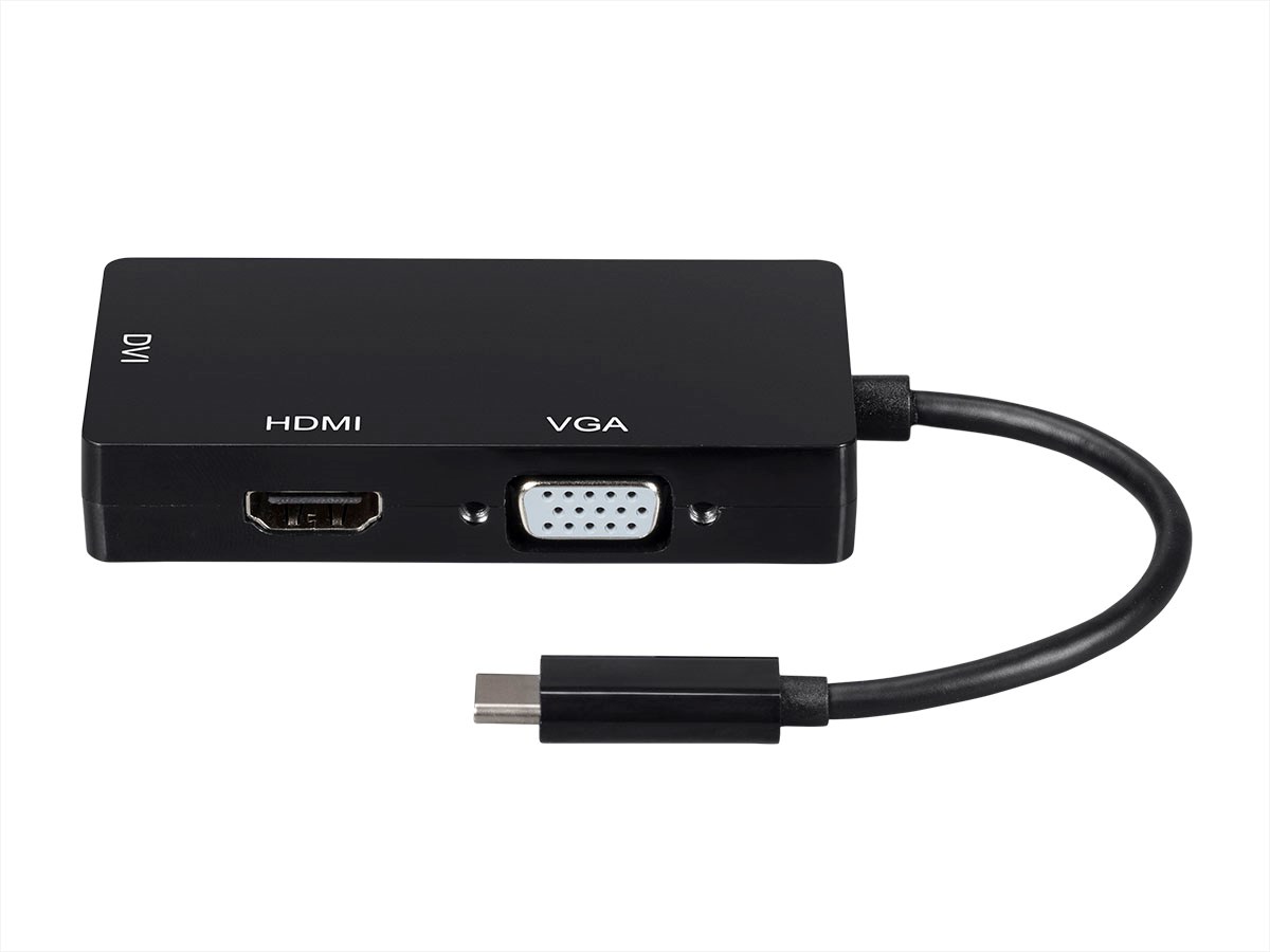 Monoprice USB USB-C to 4K HDMI Single Link DVI and VGA Passive Adapter  Black 