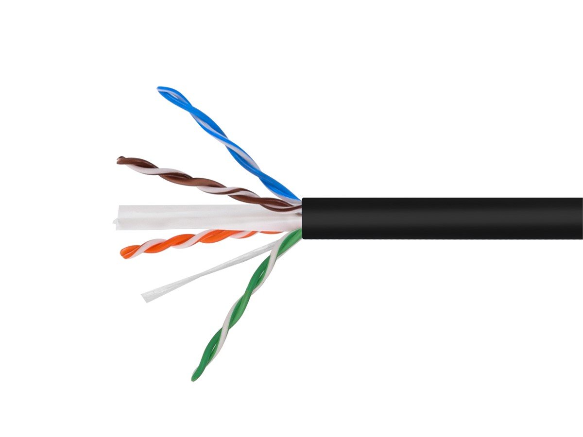 Monoprice Cat6 1000ft Black CM UL Bulk Cable, Stranded (w/spine), UTP, 24AWG, 550MHz, Pure Bare Copper, Pull Box, Bulk Ethernet Cable