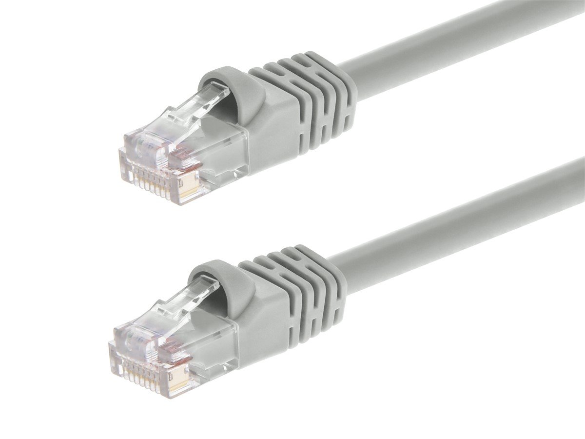 Monoprice Cat6 1ft Gray Patch Cable, UTP, 24AWG, 550MHz, Pure Bare Copper, Snagless RJ45, Fullboot Series Ethernet Cable - main image
