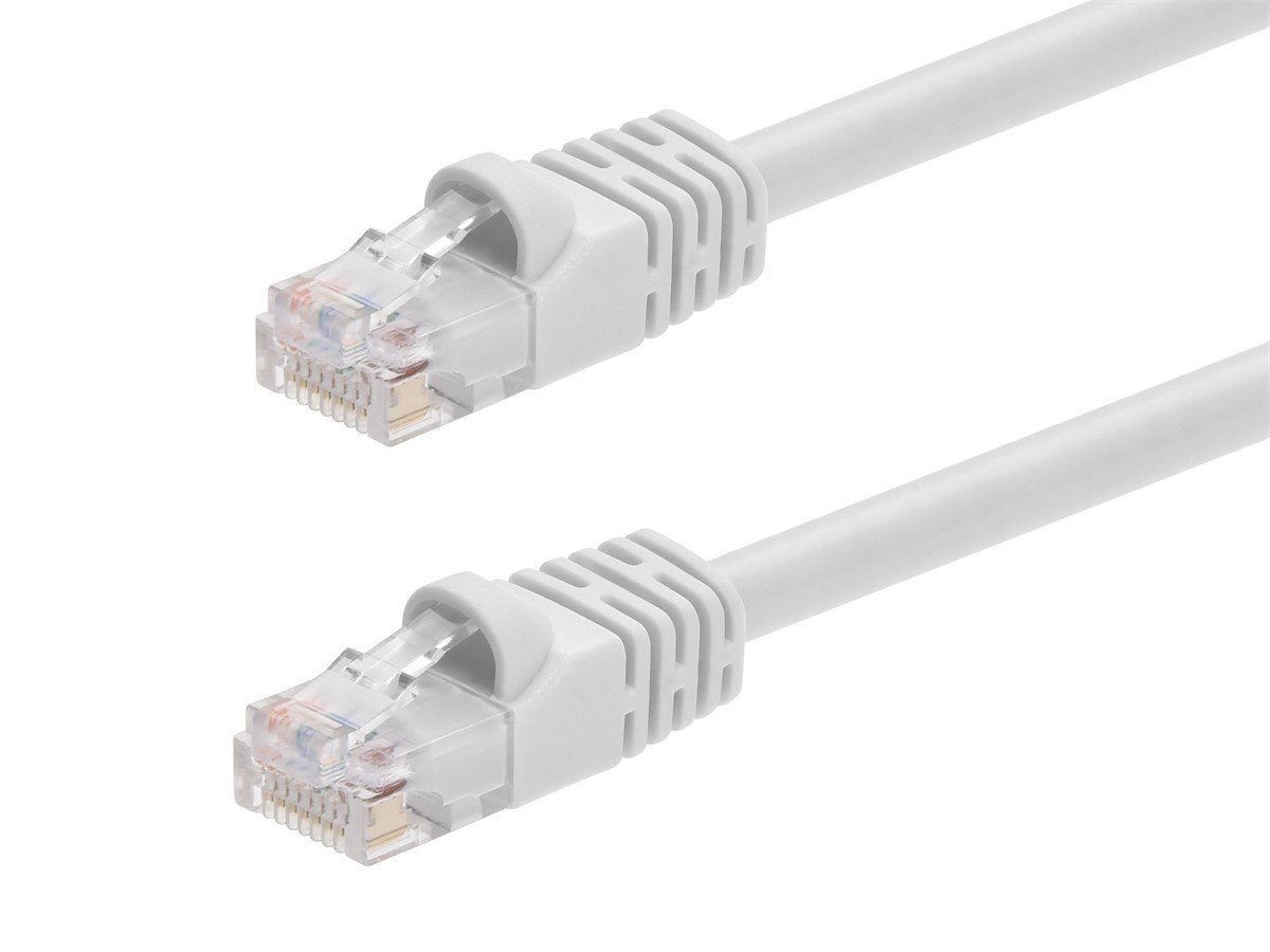 Monoprice Cat6 Ethernet Patch Cable - Snagless RJ45, Stranded, 550MHz, UTP, Pure Bare Copper Wire, 24AWG, 100ft, White - main image
