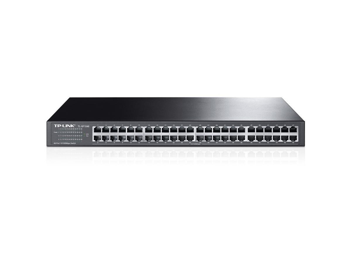 Tp Link Tl Sf1048 48 Port 10 100mbps Switch 19 Inch Rackmount 9 6gbps Capacity 48 Ports 48 X Rj 45 10 100base Tx Monoprice Com