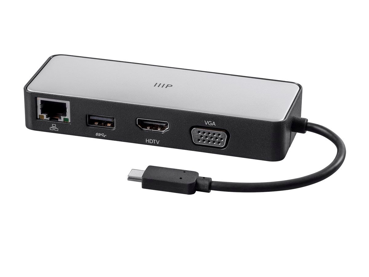 Monoprice USB-C to HDMI, VGA, USB 3.0, RJ45 Gigabit Ethernet, and USB-C Female Travel Dock - main image