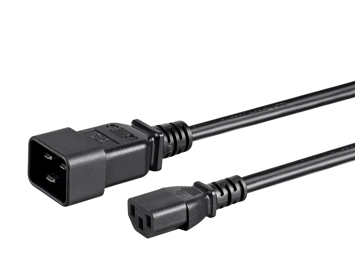 Monoprice Power Cord - IEC 60320 C20 to IEC 60320 C13, 14AWG, 15A/1875W, 3-Prong, SJT, Black, 3ft - main image