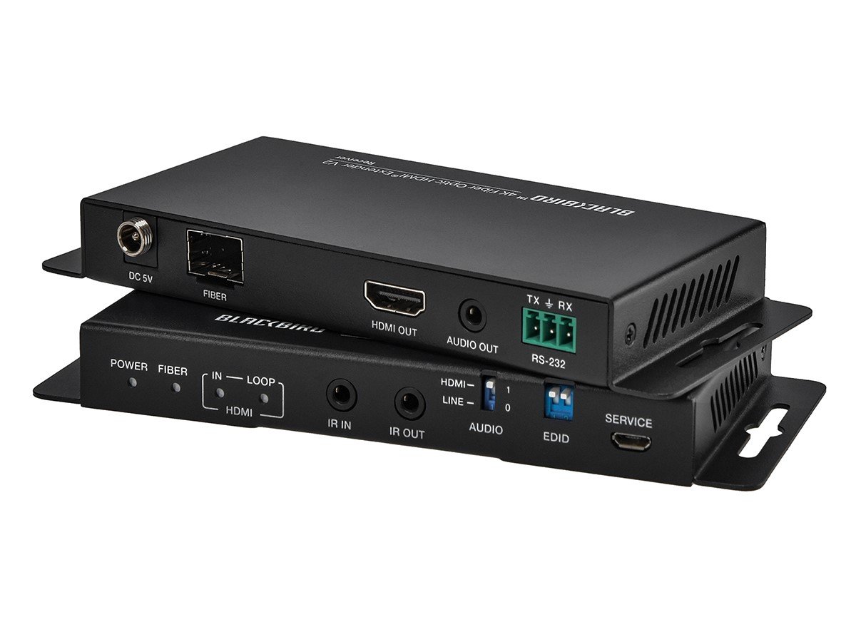 Monoprice Blackbird 4K Fiber Optic HDMI Extender, 3300feet, 1000m, 4k@60Hz, IR, RS-232, HDMI 2.0 Support  - main image