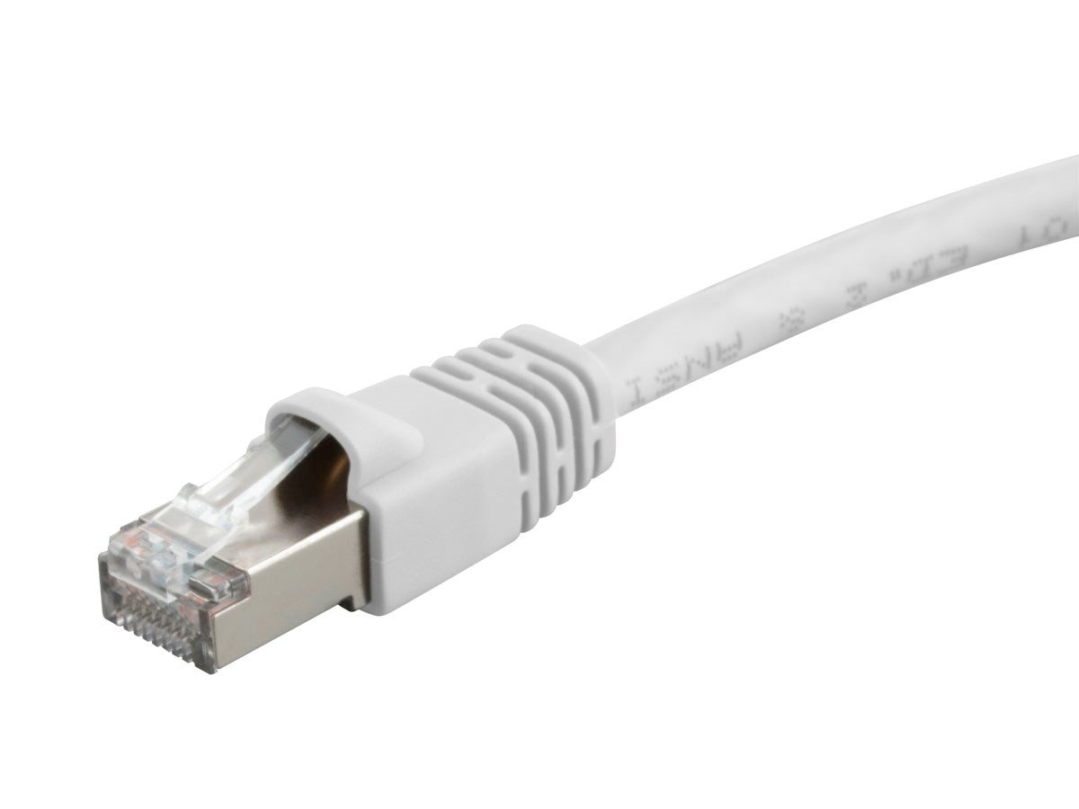 Monoprice Cat6A 1ft White Patch Cable, Double Shielded (S/FTP), 26AWG, 10G, Pure Bare Copper, Snagless RJ45, Fullboot Series Ethernet Cable - main image