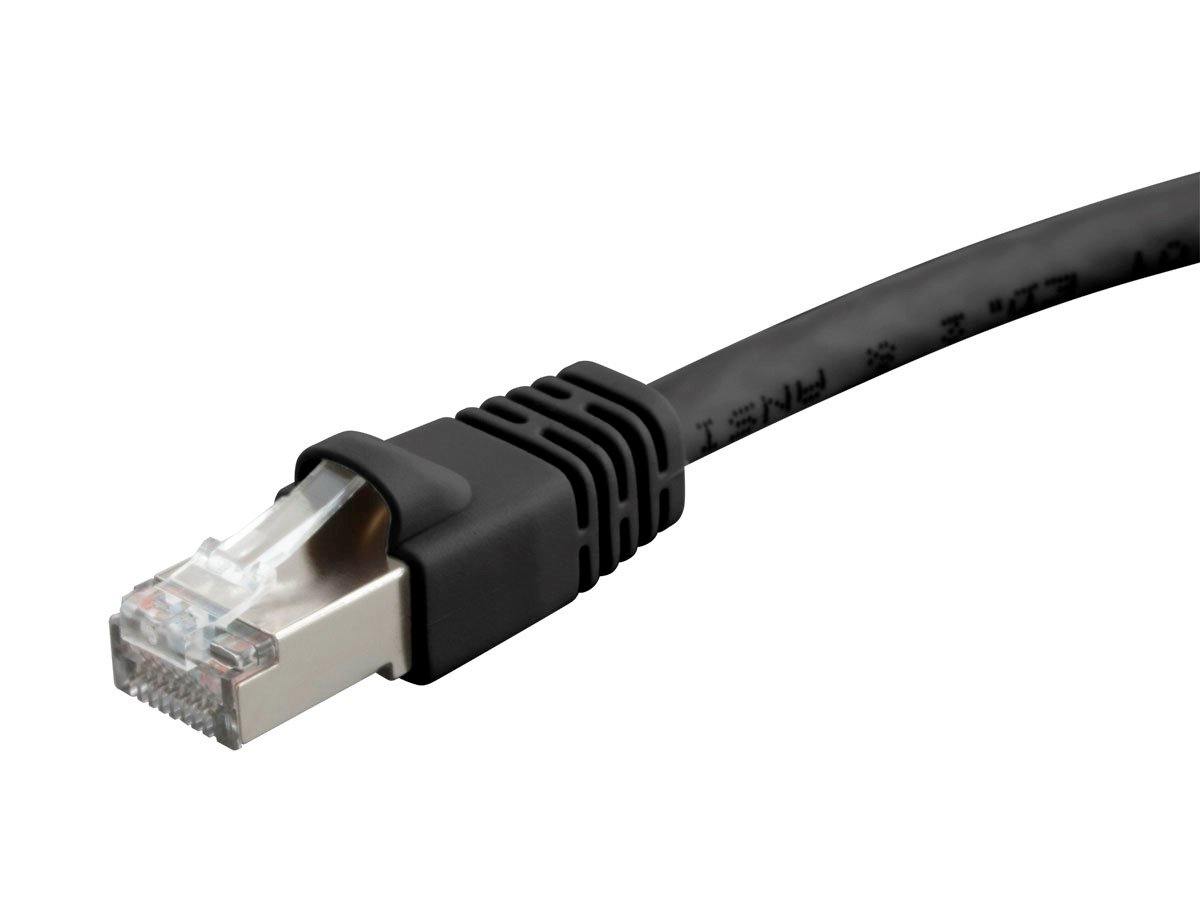 Monoprice Cat6A 10ft Black Patch Cable, Double Shielded (S/FTP), 26AWG, 10G, Pure Bare Copper, Snagless RJ45, Fullboot Series Ethernet Cable - main image