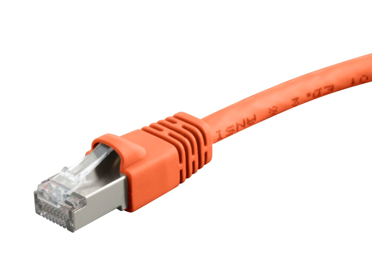 Monoprice Cat6A 10ft Orange Patch Cable, Double Shielded (S/FTP), 26AWG, 10G, Pure Bare Copper, Snagless RJ45, Fullboot Series Ethernet Cable