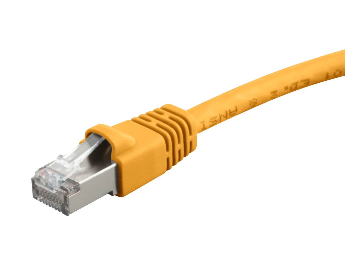 Monoprice Cat6A 10ft Yellow Patch Cable, Double Shielded (S/FTP), 26AWG, 10G, Pure Bare Copper, Snagless RJ45, Fullboot Series Ethernet Cable