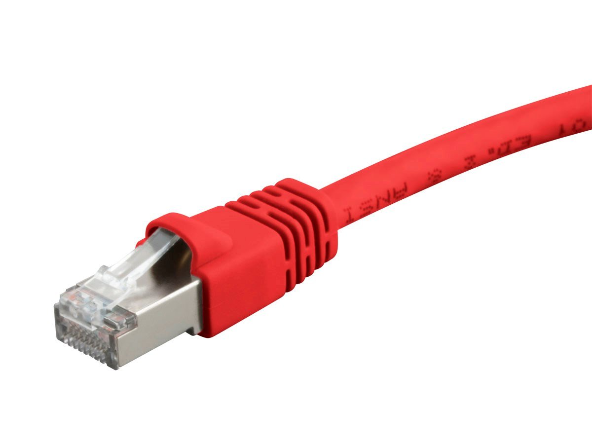 Monoprice Cat6A Ethernet Patch Cable - Snagless RJ45, 550MHz, STP, Pure Bare Copper Wire, 10G, 26AWG, 75ft, Red - main image