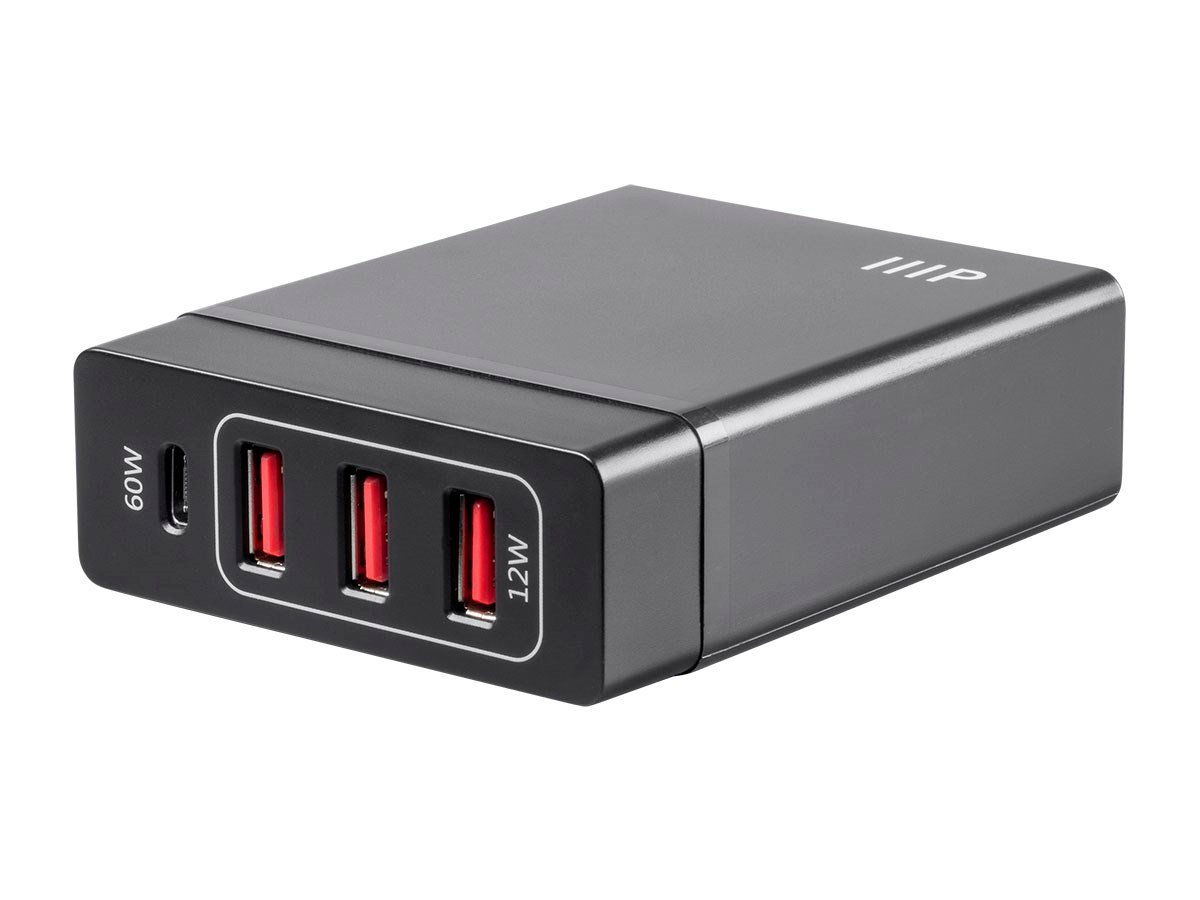 Monoprice Obsidian Speed Plus USB Desktop Charger, 4-Port, 60W PD Output for Laptops, iPhone, Android, and Galaxy Devices - main image