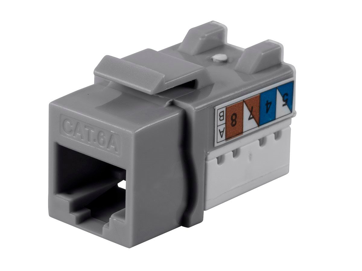 24508 Monoprice Cat6A 90 Degree Unshielded Punch Down Keystone Jack_ Dual Type IDC_ 25 Pack_ Gray