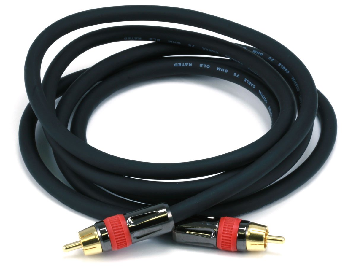 Monoprice Onix Series Digital Coaxial Audio/Video RCA Subwoofer CL2 Rated Cable RG-6/U 75-ohm 12ft 
