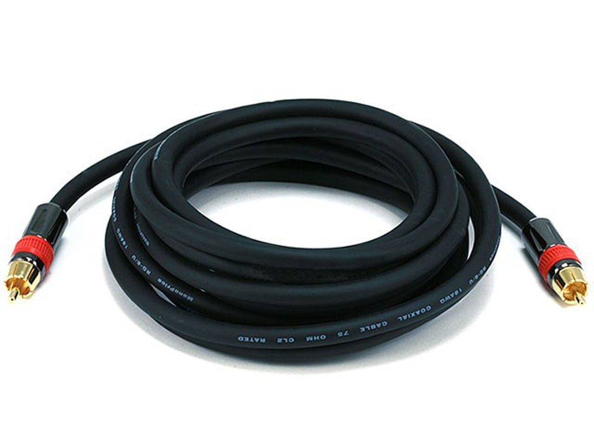 Monoprice 102768 3-Feet 18AWG CL2 Premium 3-RCA Component RG6-U Video Coaxial Cable Black 