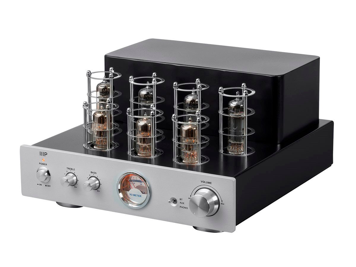 Monoprice Pure Tube Stereo Amplifier With Bluetooth, Line And Phono Inputs, And Qualcomm AptX Audio