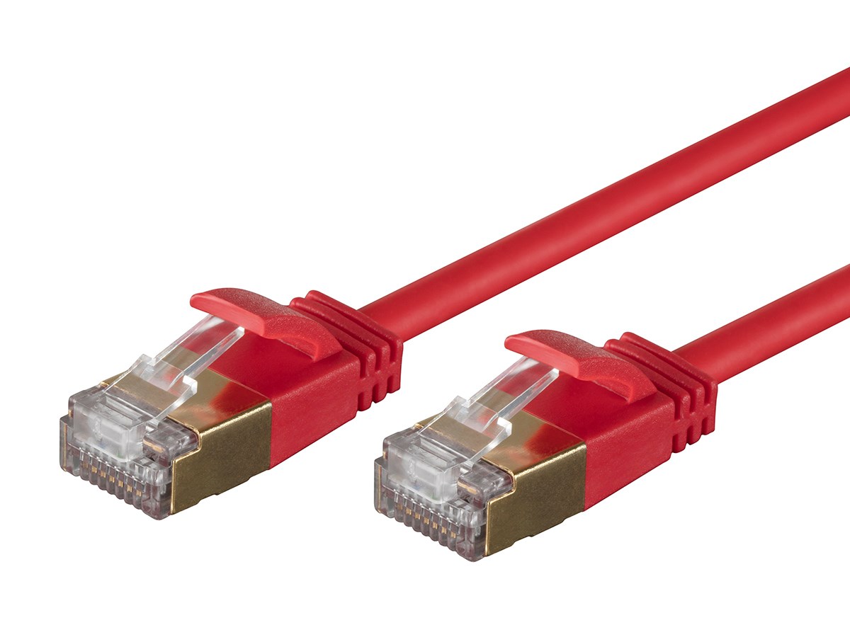 Monoprice Cat6A 5ft Red Patch Cable,  Double Shielded (S/FTP), 36AWG, 10G, Pure Bare Copper, Snagless RJ45, SlimRun Series Ethernet Cable - main image