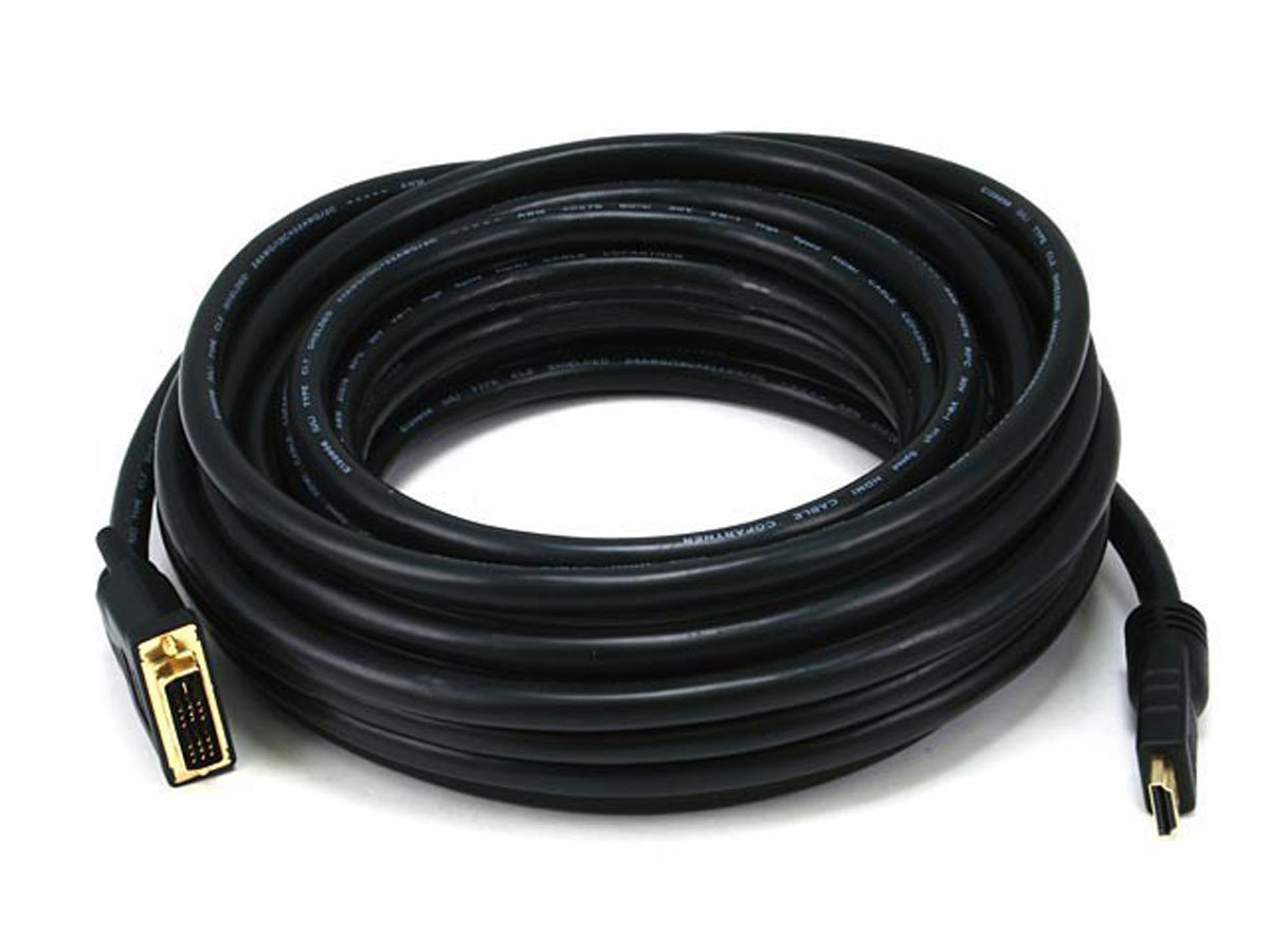 Monoprice 35ft 24AWG CL2 Standard HDMI to DVI Adapter Cable, Black - main image