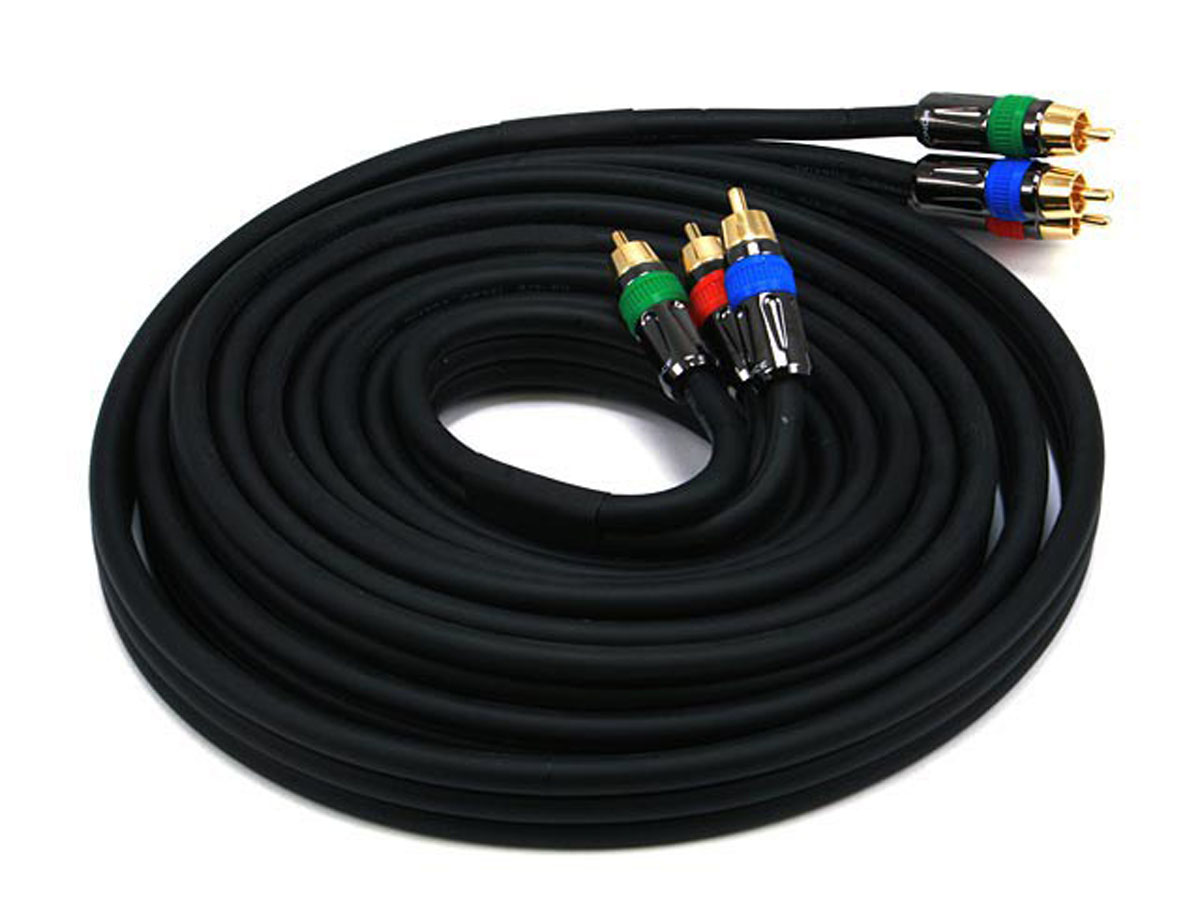 Photos - Cable (video, audio, USB) Monoprice 12ft 18AWG CL2 Premium 3-RCA Component Video Coaxial C 
