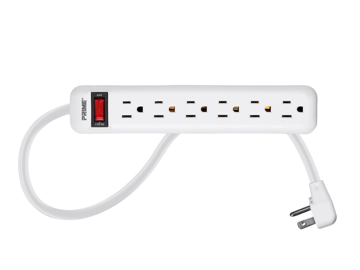 6 Outlet Power Strip with 3ft Cord, White - main image