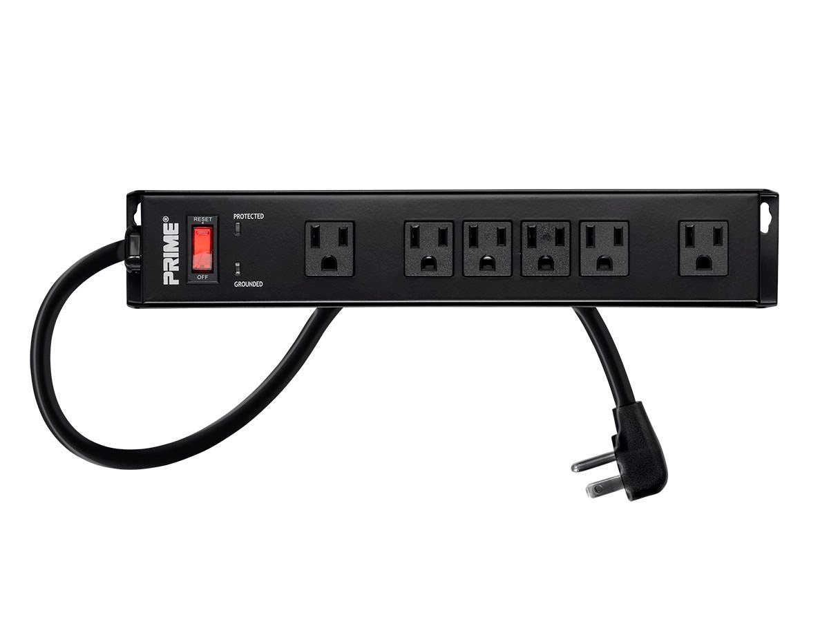 6 Outlet Metal Surge Protector Power Strip with 15ft Cord, 1150 Joules, Black - main image