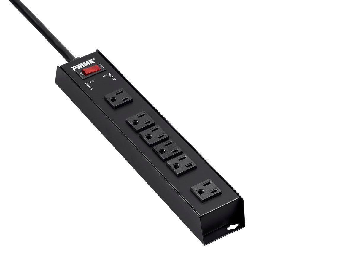 6 Outlet Power Strip with 15' Cord - 3-prong - 6 x AC Power - 15 ft Cord -  110 V AC Voltage - Strip, Wall Mountable - Platinum - Thomas Business  Center Inc