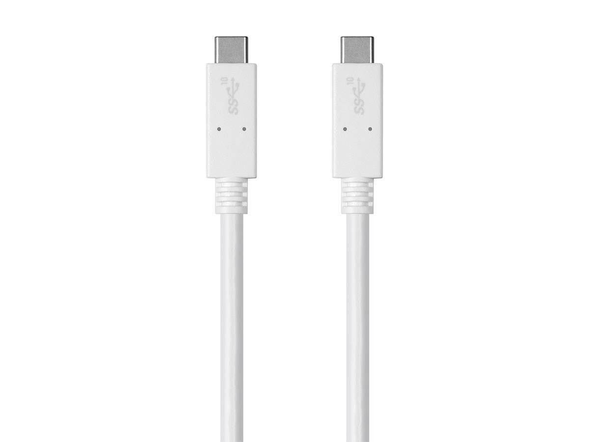 Monoprice Essentials USB Type-C to Type-C 3.1 Gen 2 Cable - 10Gbps, 5A, 30AWG, White, 1m (3.3ft) - main image