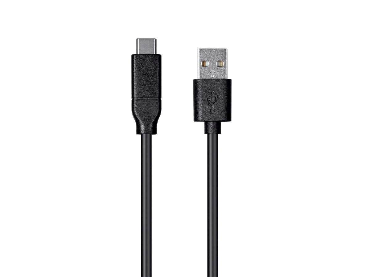Monoprice Essentials USB Type-C to USB Type-A 2.0 Cable - 480Mbps, 3A, 26AWG, Black, 0.5m (1.6ft) - main image