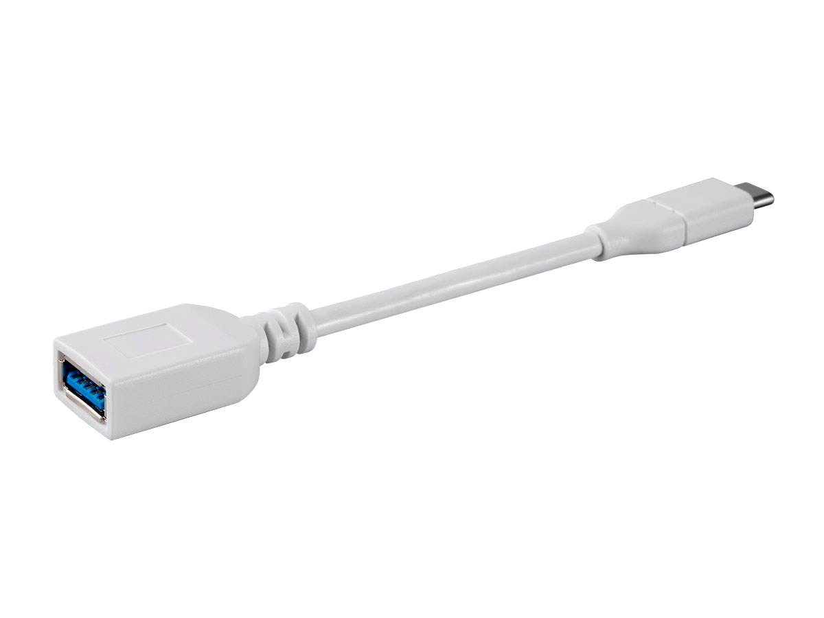 Monoprice Essentials USB Type-C to USB Type-A Female 3.1 Gen 1 Extension Cable - 5Gbps, 3A, 30AWG, White, 0.5ft - main image