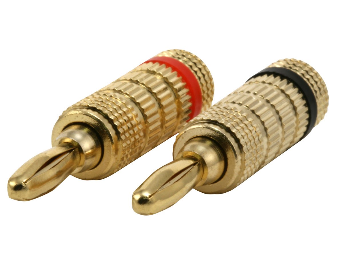 Monoprice 1 PAIR OF High-Quality Gold Plated Speaker Banana Plugs, Closed Screw Type - main image
