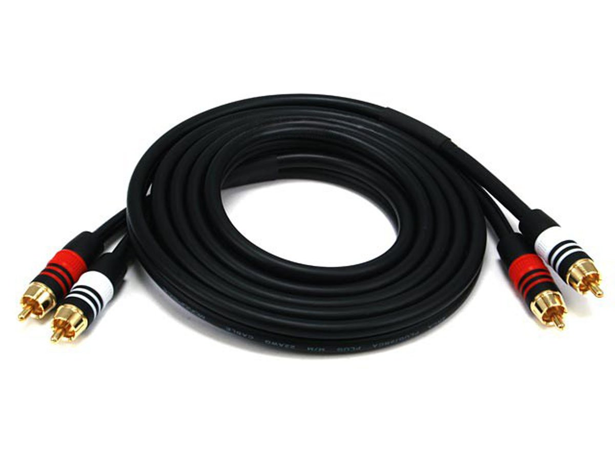 C&E Premium 2 RCA Plug/2 RCA Plug M/M 22AWG Cable Black 25 Feet CNE588292 