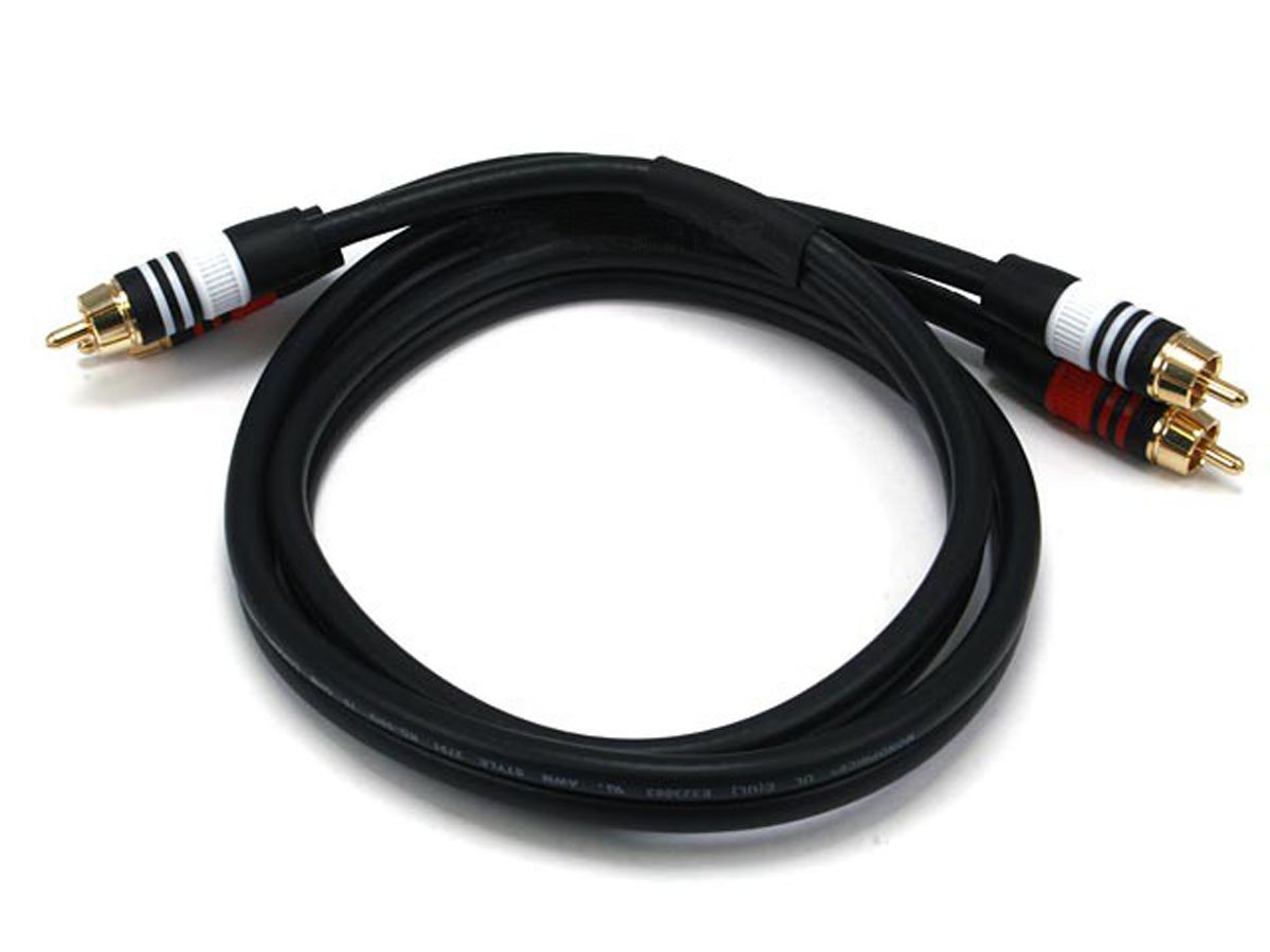 Monoprice 3ft Premium 2 RCA Plug/2 RCA Plug M/M 22AWG Cable, Black - main image