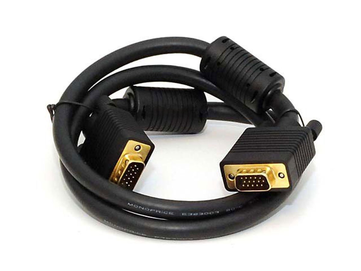 Monoprice 3ft SVGA Super VGA M/M Monitor Cable With Ferrites (Gold Plated)