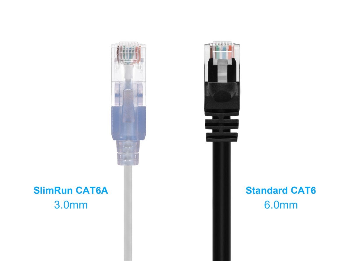 Monoprice Cat6A 2ft White 10Pk Patch Cable, UTP, 30AWG, 10G, Pure Bare
