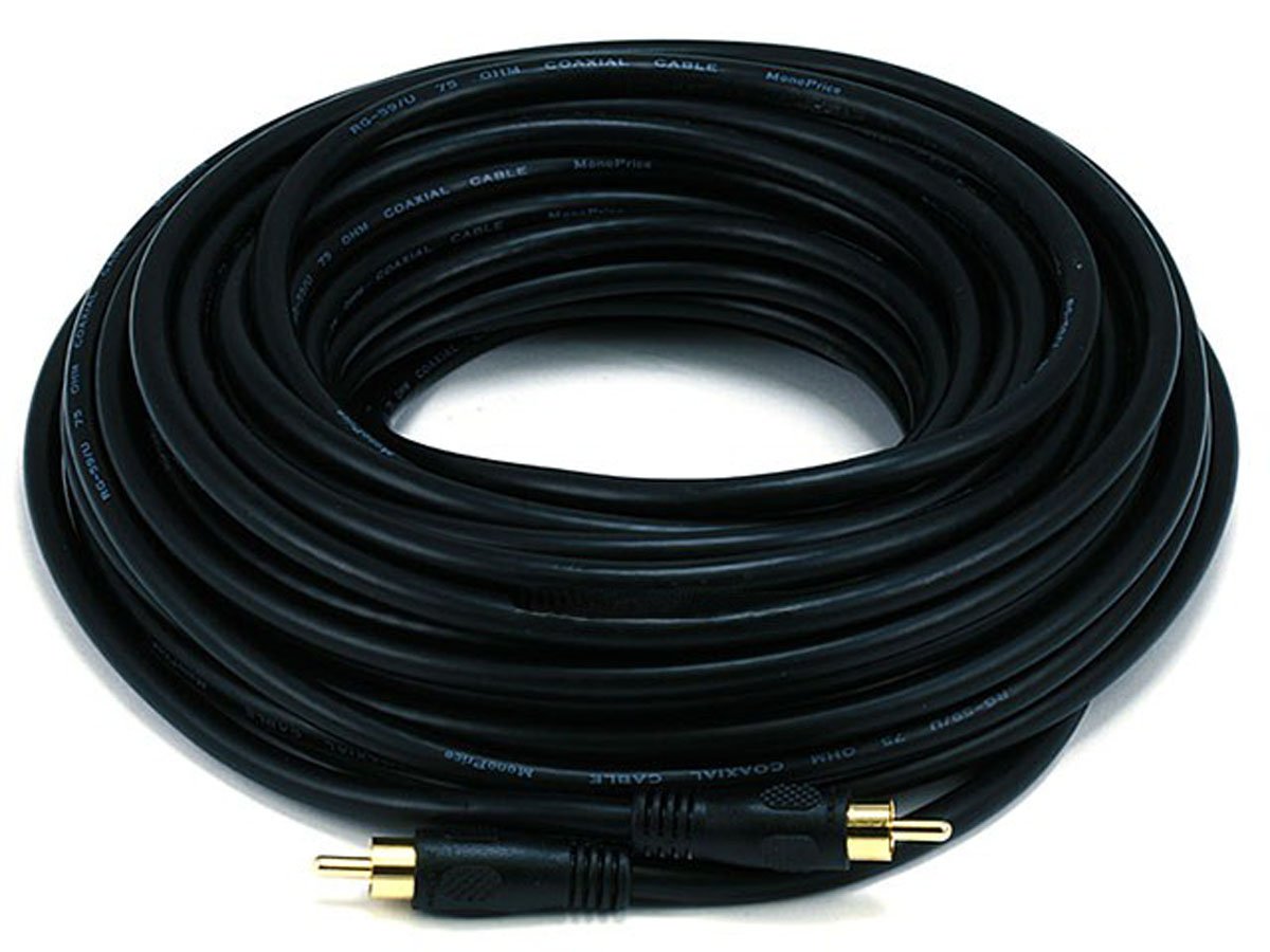 Monoprice 50ft Coaxial Audio/Video RCA Cable M/M RG59U 75ohm (for S/PDIF, Digital Coax, Subwoofer & Composite Video) - main image