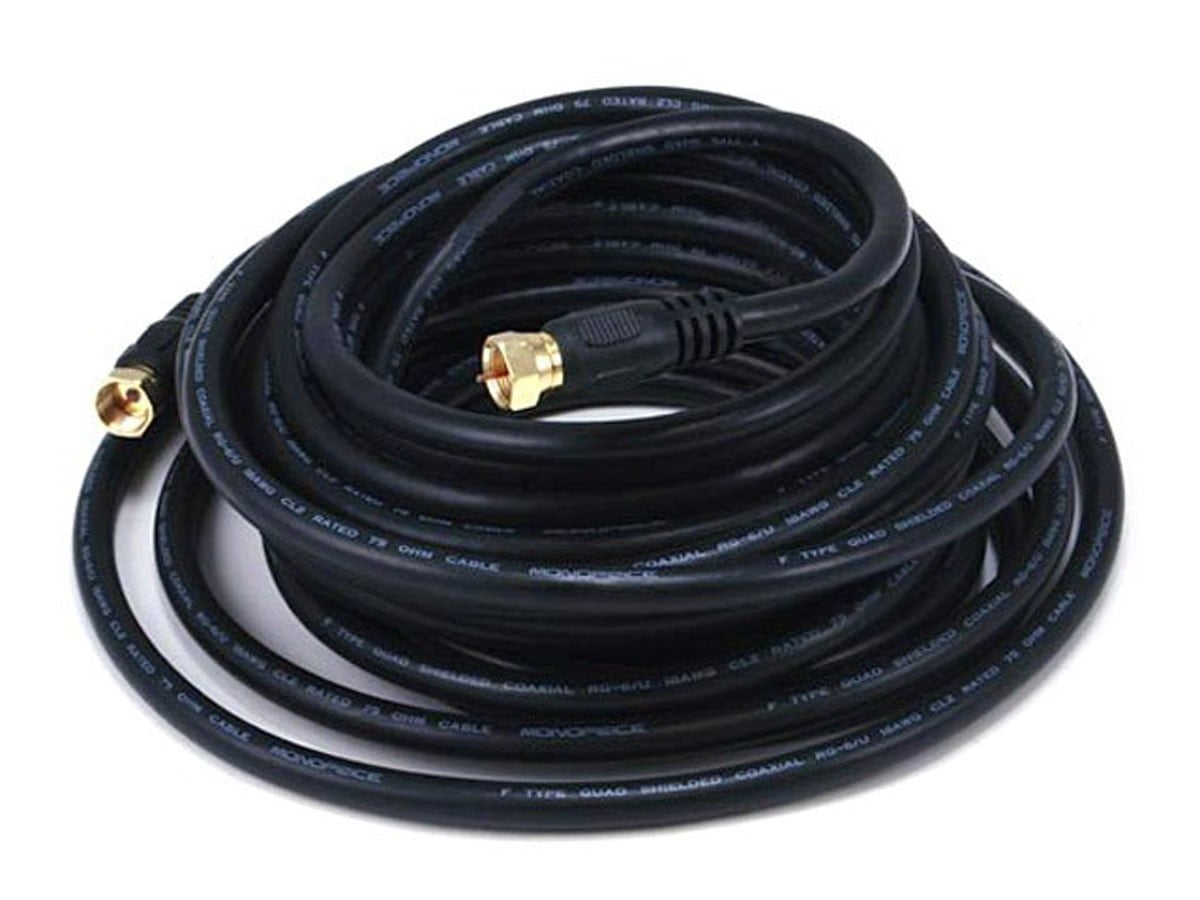 Monoprice 25ft RG6 (18AWG) 75Ohm, Quad Shield, CL2 Coaxial Cable