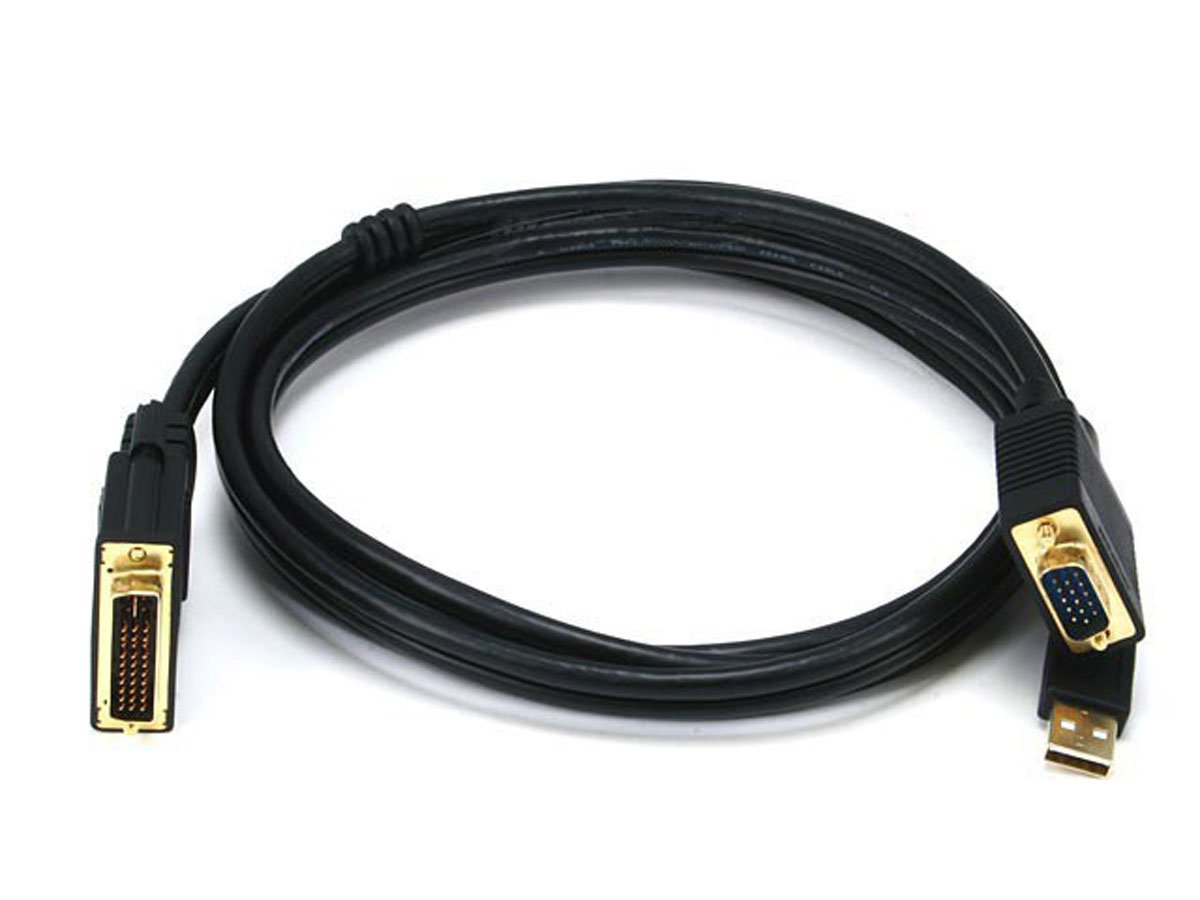 Monoprice 6ft 28AWG VGA & USB (A Type) to M1-D (P&D) Cable - Black - main image