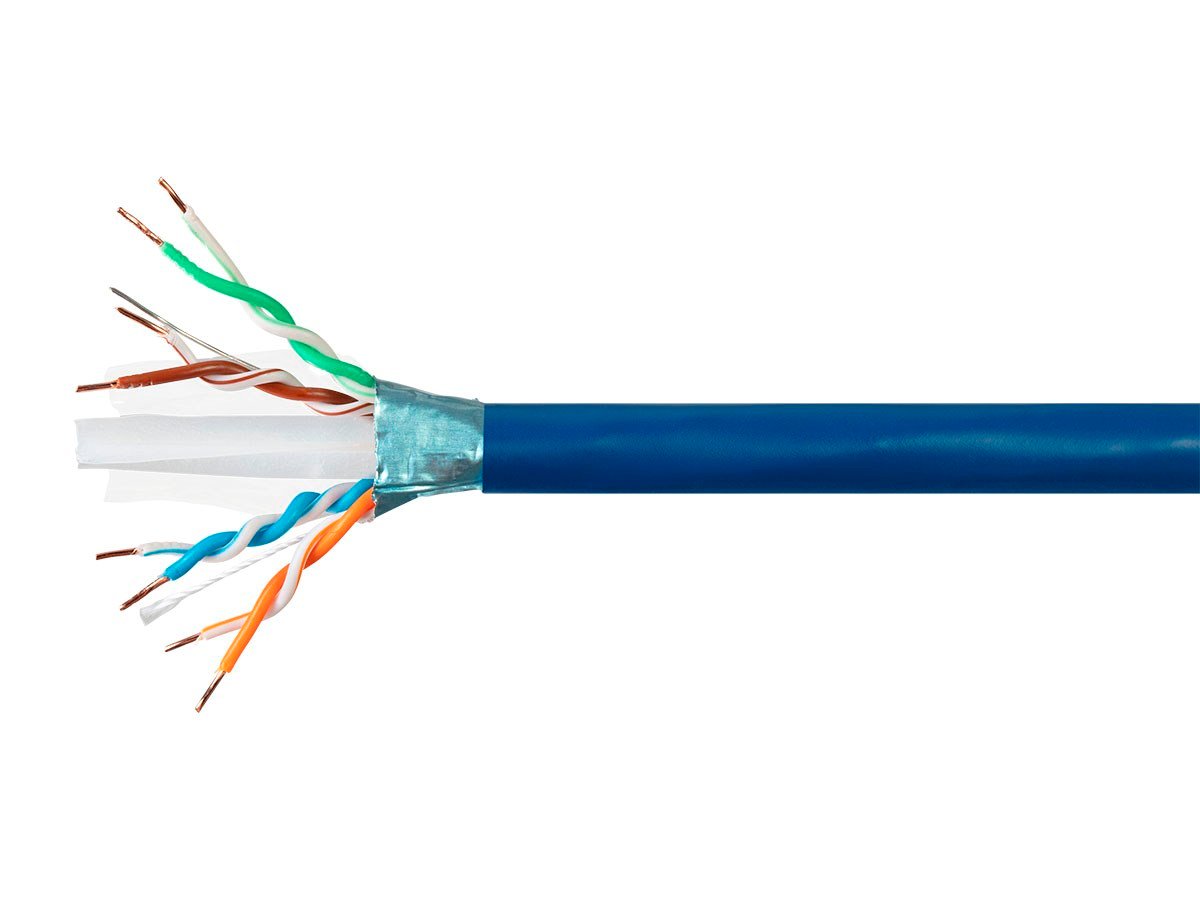 Monoprice Cat6A 1000ft Blue CMR Bulk Cable,Shielded (F/UTP), Solid, 23AWG, 650MHz, 10G, Pure Bare Copper, Spool in Box, Flame-Retardant, Entegrade Series Bulk Ethernet Cable - main image