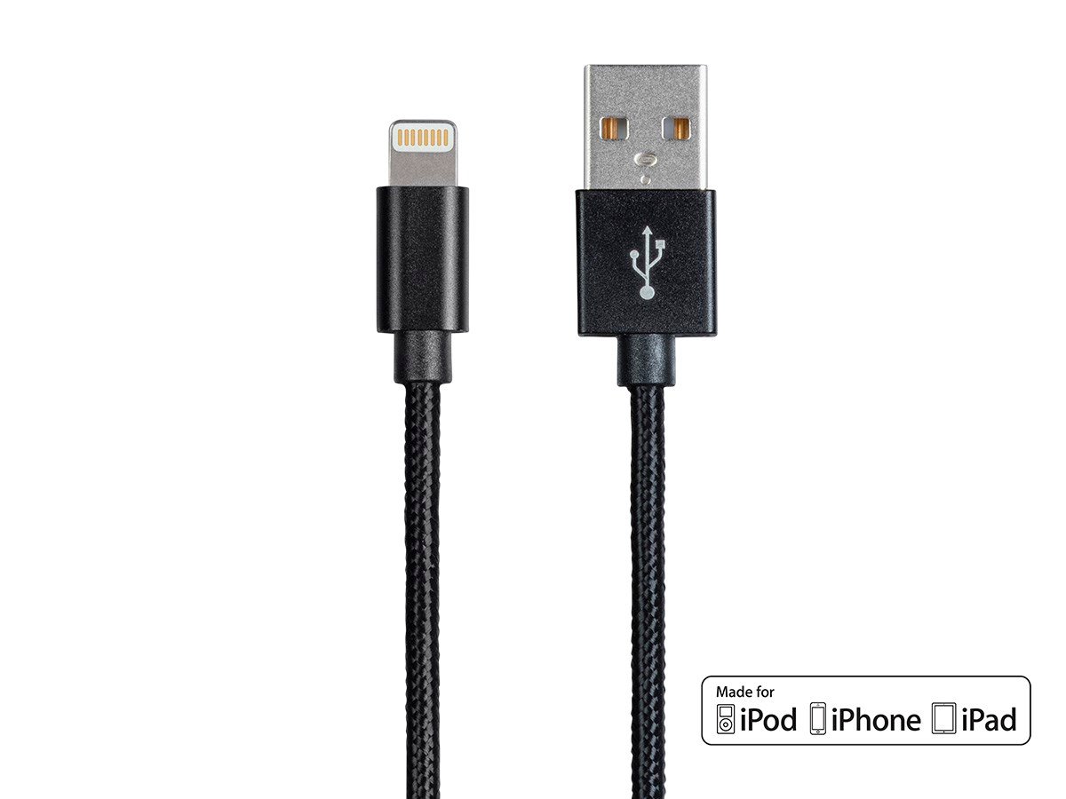 Monoprice Palette Series Apple MFi Certified Lightning to USB Charge and Sync Cable, 3ft Black - main image