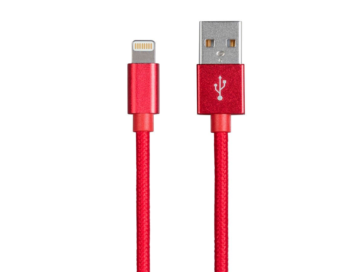 Monoprice Premium Apple MFi Certified Lightning to USB Type-A Charging Cable - 1.5ft, Red - main image