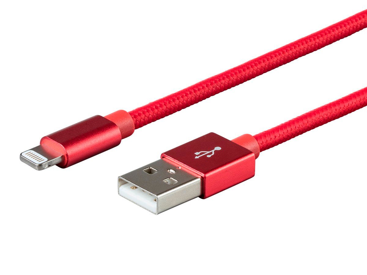 Monoprice Palette Series Apple MFi Certified Lightning to USB Charge and Sync Cable, 3ft Red