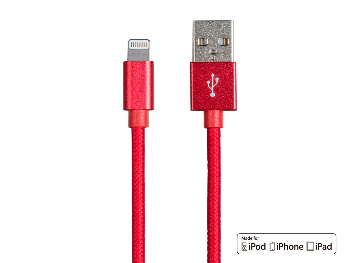 Monoprice Palette Series Apple MFi Certified Lightning to USB Charge and Sync Cable, 3ft Red