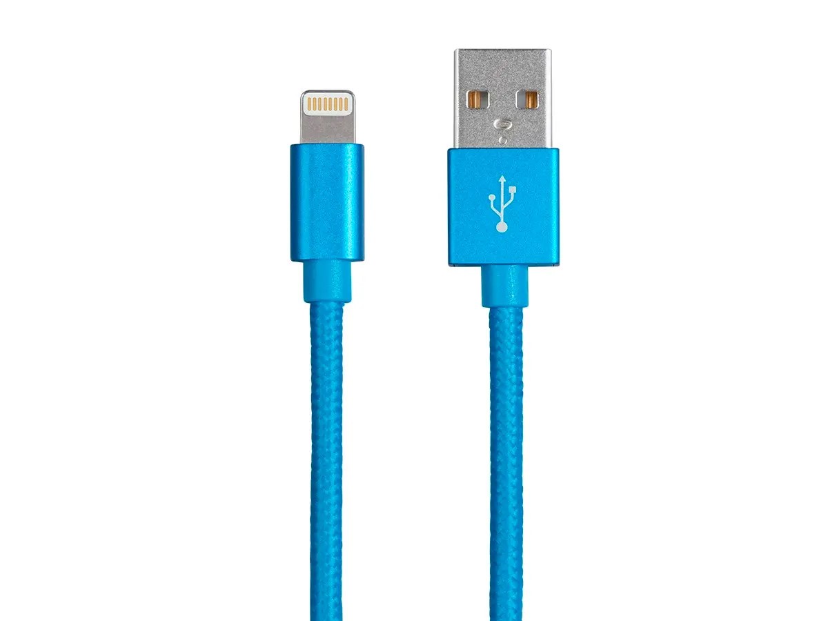 Monoprice Palette Series Apple MFi Certified Lightning to USB Charge and Sync Cable, 3ft Blue - main image