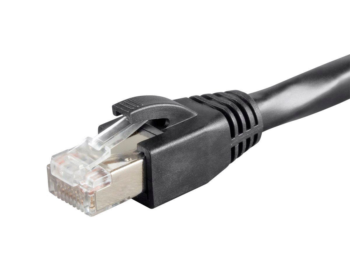 Monoprice Cat6 50ft Black CMP Patch Cable, Shielded (F/UTP), Solid, 23AWG, 550MHz, Pure Bare Copper, Snagless RJ45, Entegrade Series Ethernet Cable - main image