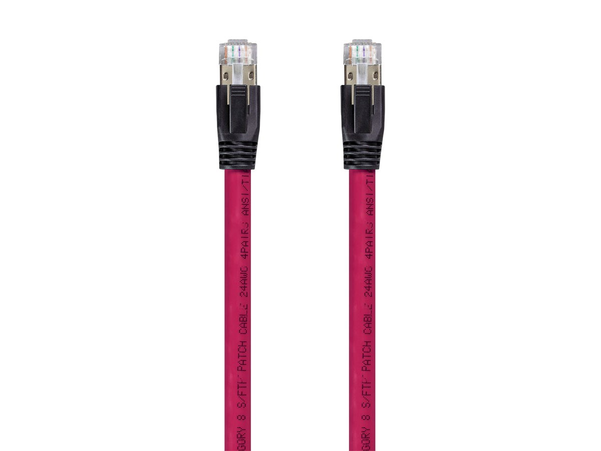 Monoprice Cat8 1ft Red Patch Cable, Double Shielded (S/FTP), 24AWG, 2GHz, 40G, Pure Bare Copper, Snagless RJ45, Entegrade Series Ethernet Cable - main image