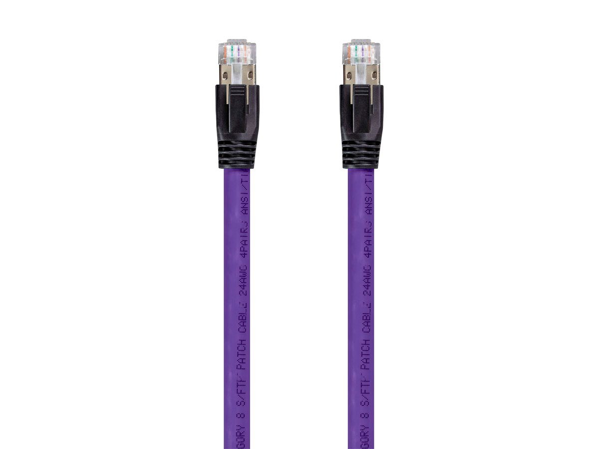 Monoprice Entegrade Series Cat8 24AWG S/FTP Ethernet Network Cable, 2GHz, 40G, 1ft Purple - main image
