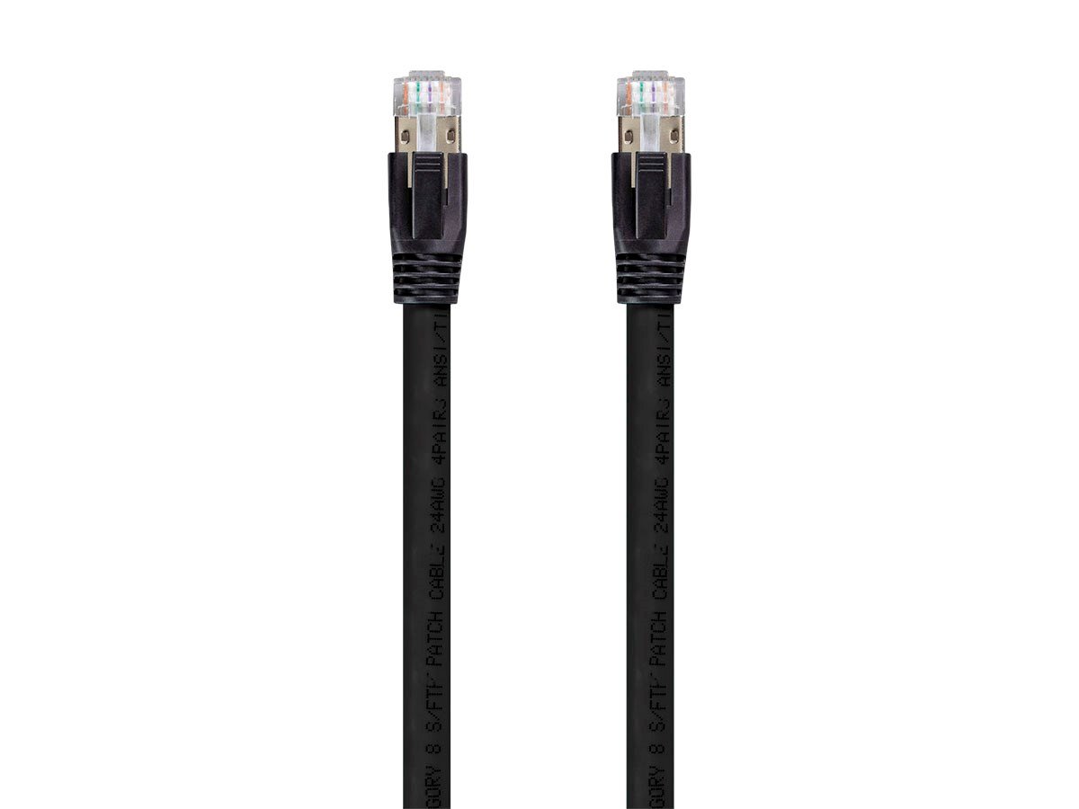 Monoprice Cat8 3ft Black Patch Cable, Double Shielded (S/FTP), 24AWG, 2GHz, 40G, Pure Bare Copper, Snagless RJ45, Entegrade Series Ethernet Cable - main image
