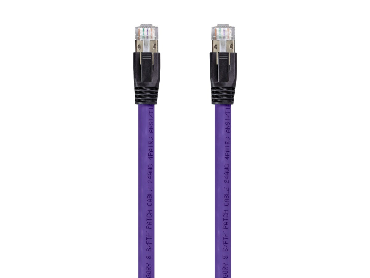 Monoprice Entegrade Series Cat8 24AWG S/FTP Ethernet Network Cable, 2GHz, 40G, 50ft Purple - main image