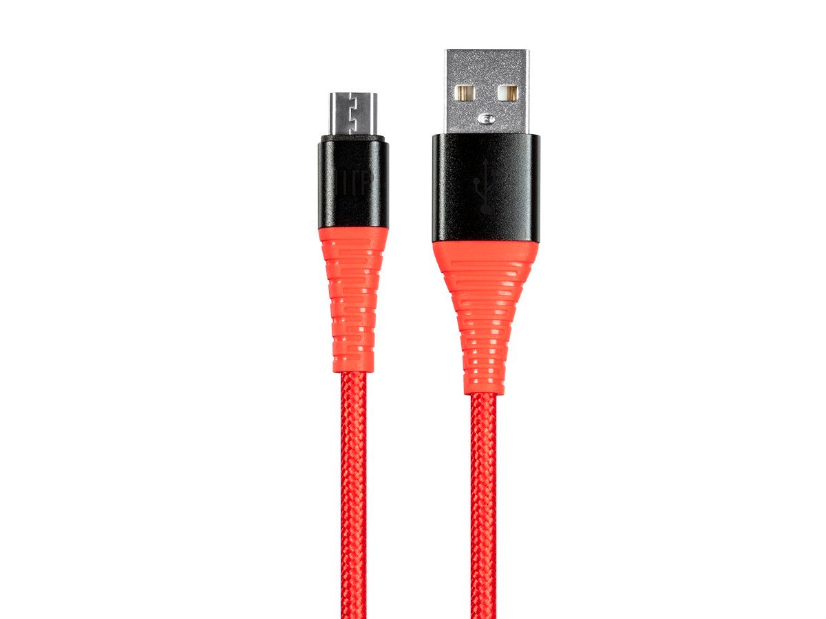 Monoprice AtlasFlex Series Durable USB 2.0 Micro B to Type-A Charge & Sync Kevlar-Reinforced Nylon-Braid Cable, 1.5ft, Red - main image