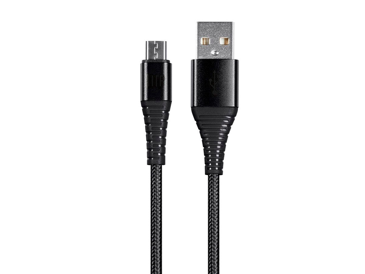 Monoprice AtlasFlex Series Durable USB 2.0 Micro B to Type-A Charge & Sync Kevlar-Reinforced Nylon-Braid Cable, 1.5ft, Black - main image